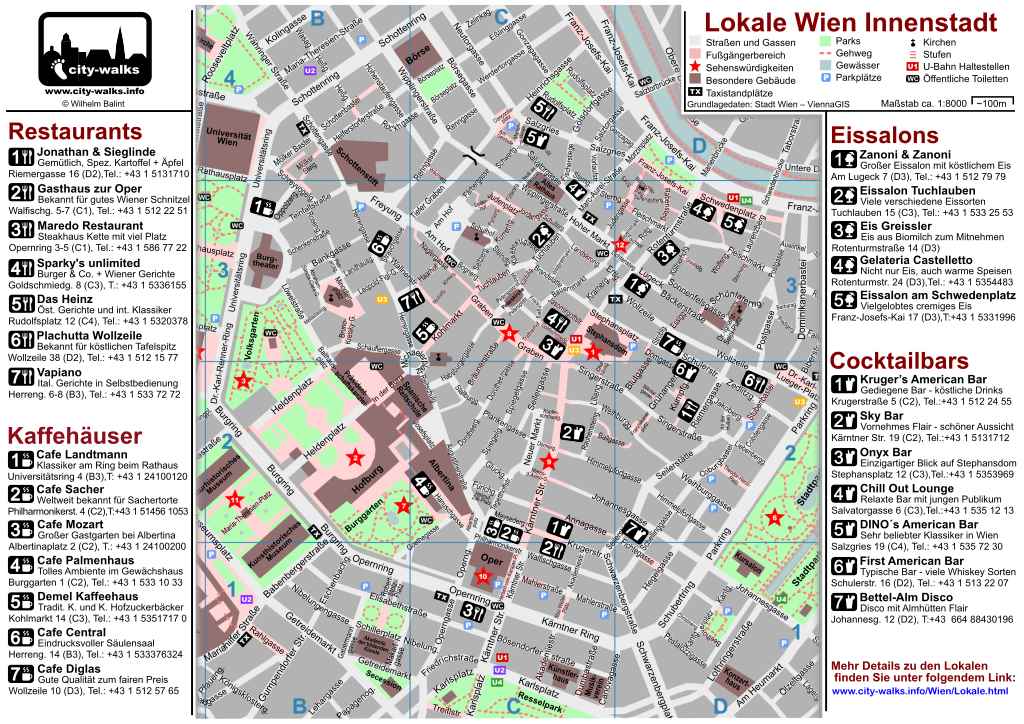 Lokaltipps Wien Innenstadt Stadtplan Mit Restaurants Kaffeeh user 